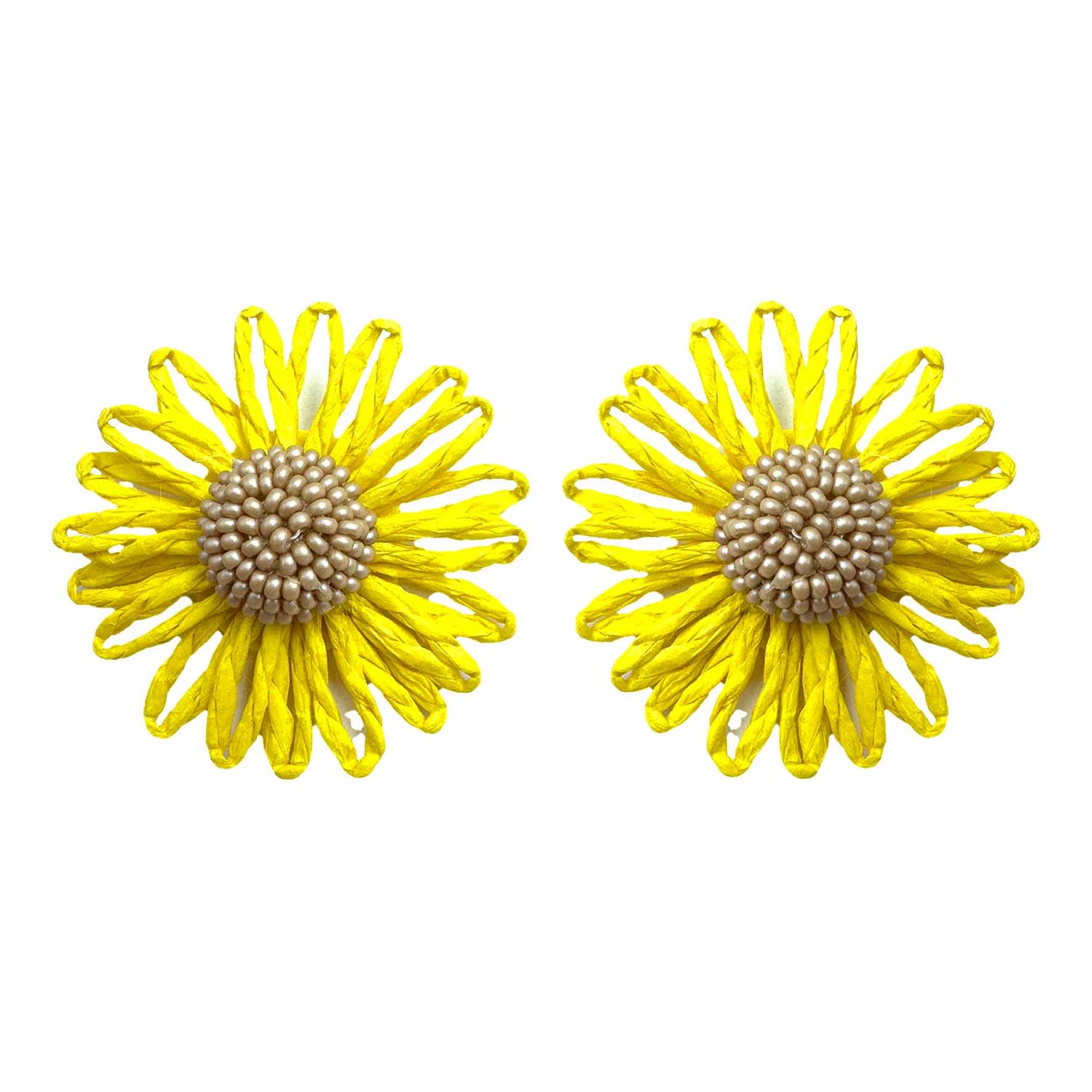 Palestro Milano Orecchini Giallo Margherite colorate in rafia - classic edition