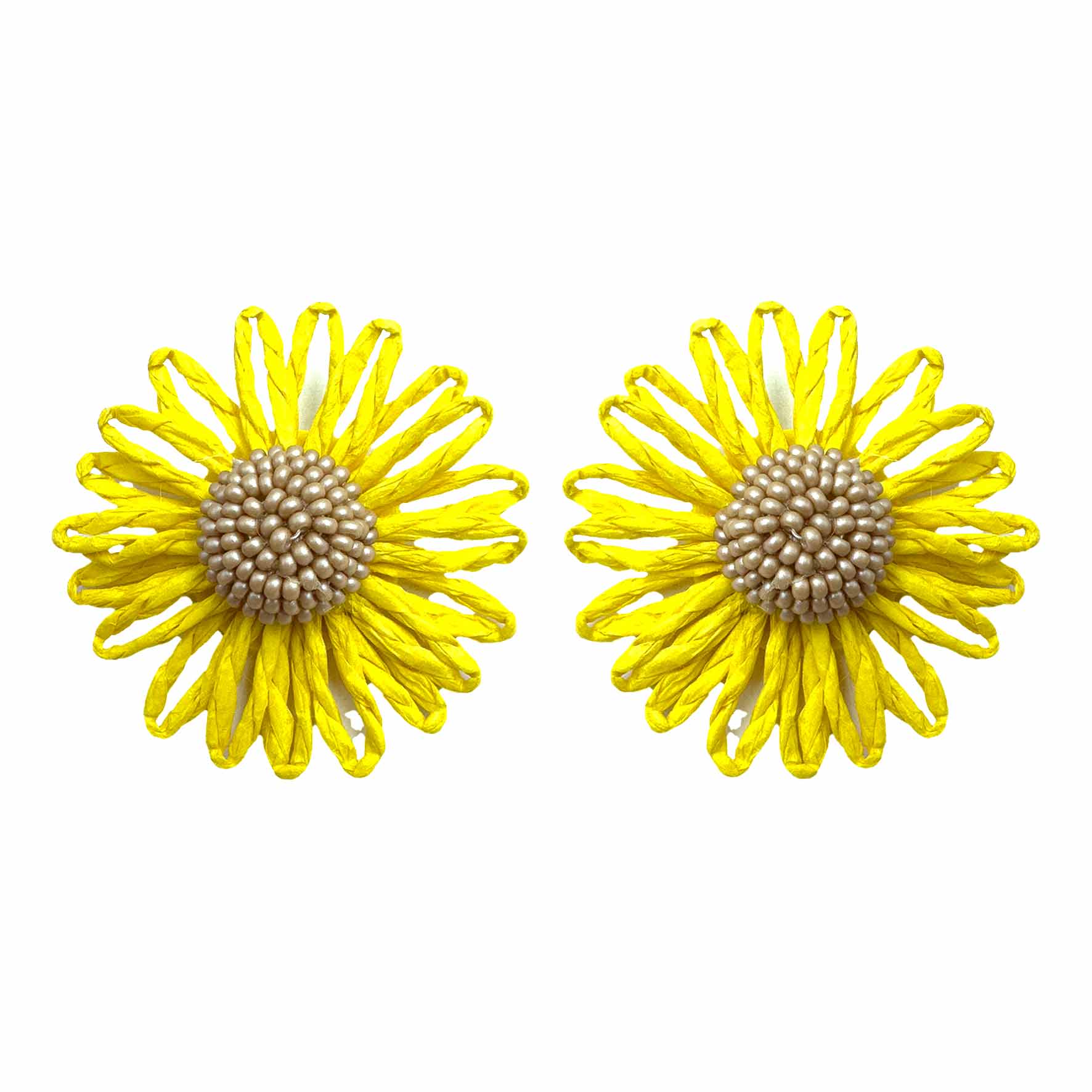 Palestro Milano Orecchini Giallo Margherite colorate in rafia - classic edition