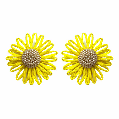 Palestro Milano Orecchini Giallo Margherite colorate in rafia - classic edition