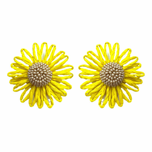Palestro Milano Orecchini Giallo Margherite colorate in rafia - classic edition