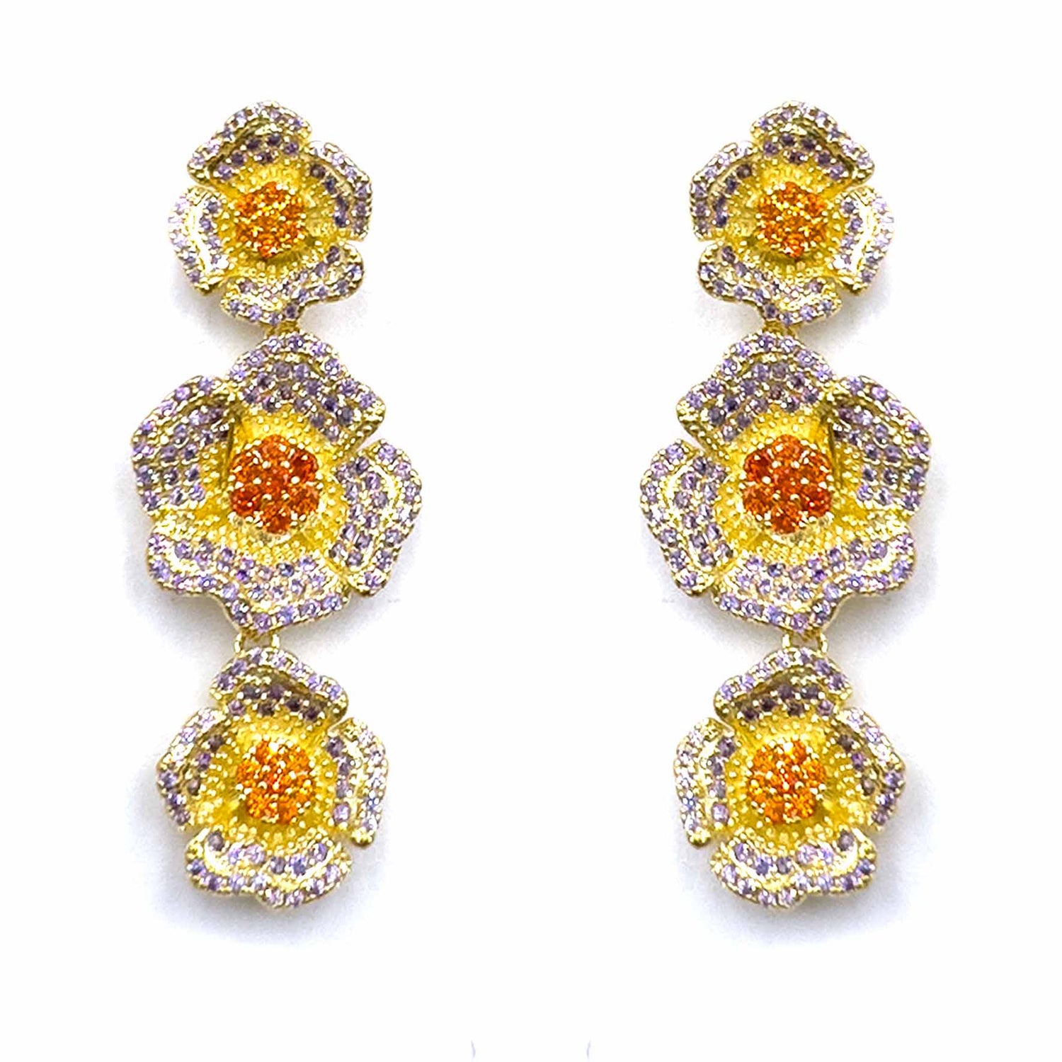 Palestro Milano Orecchini Giallo multicolor Trio di Fiori di Pavè