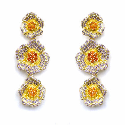 Palestro Milano Orecchini Giallo multicolor Trio di Fiori di Pavè