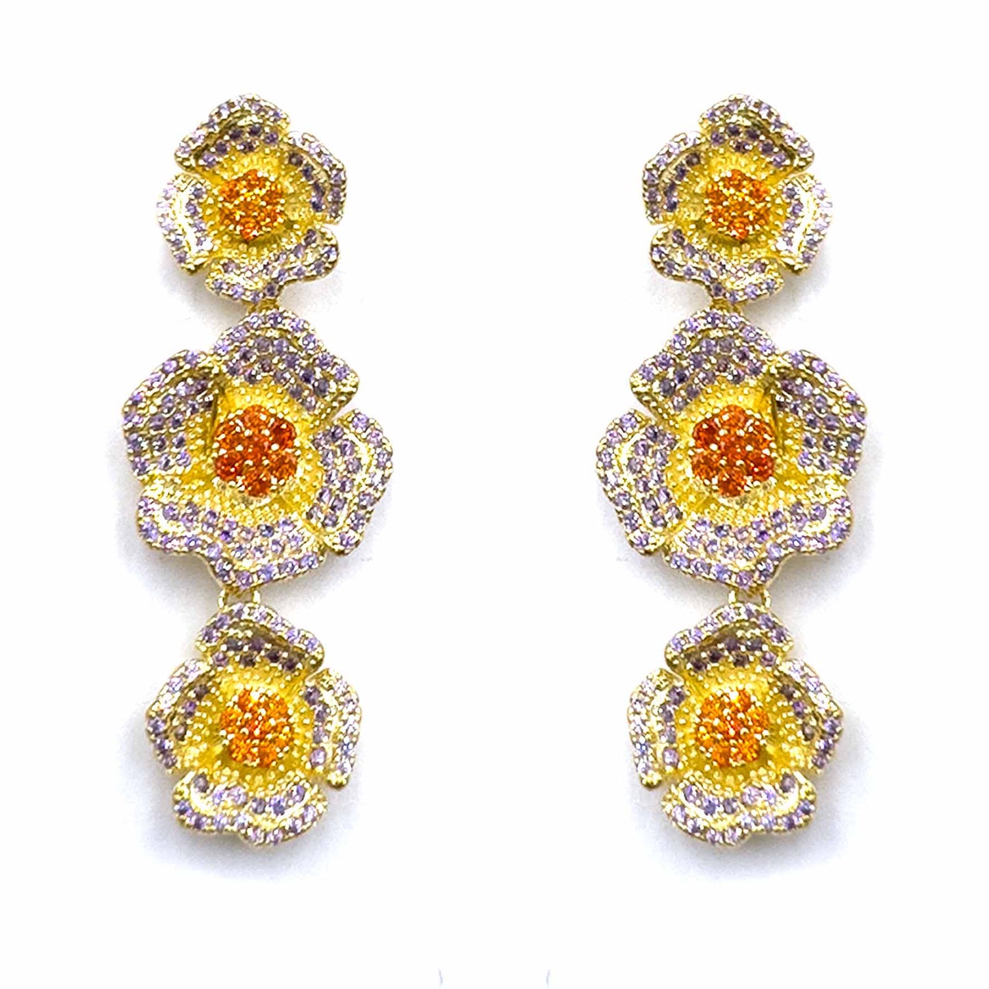 Palestro Milano Orecchini Giallo multicolor Trio di Fiori di Pavè