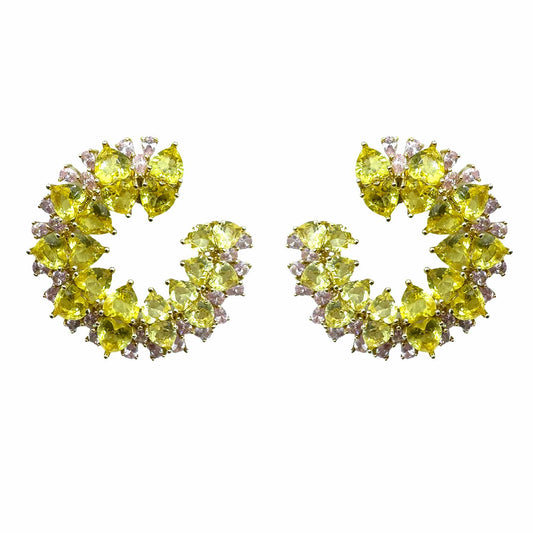 Palestro Milano Orecchini Giallo-Pink Semicerchi di Cristalli colorati