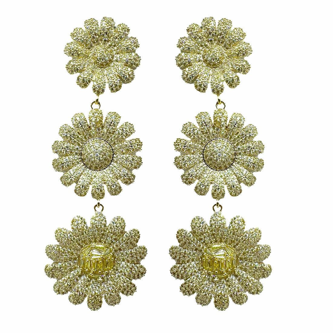 Palestro Milano Orecchini Giallo Trio di margherite di pavè