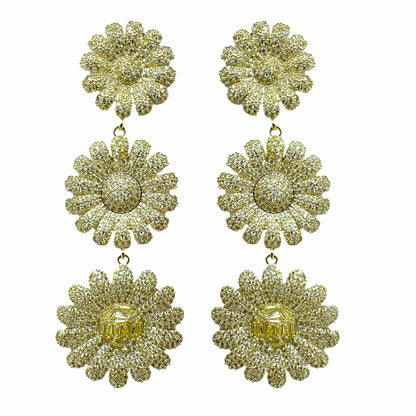 Palestro Milano Orecchini Giallo Trio di margherite di pavè