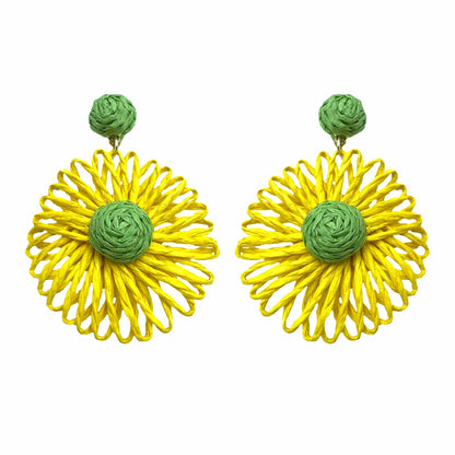 Palestro Milano Orecchini Giallo-Verde Girasoli colorati in rafia