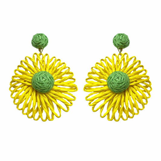 Palestro Milano Orecchini Giallo-Verde Girasoli colorati in rafia