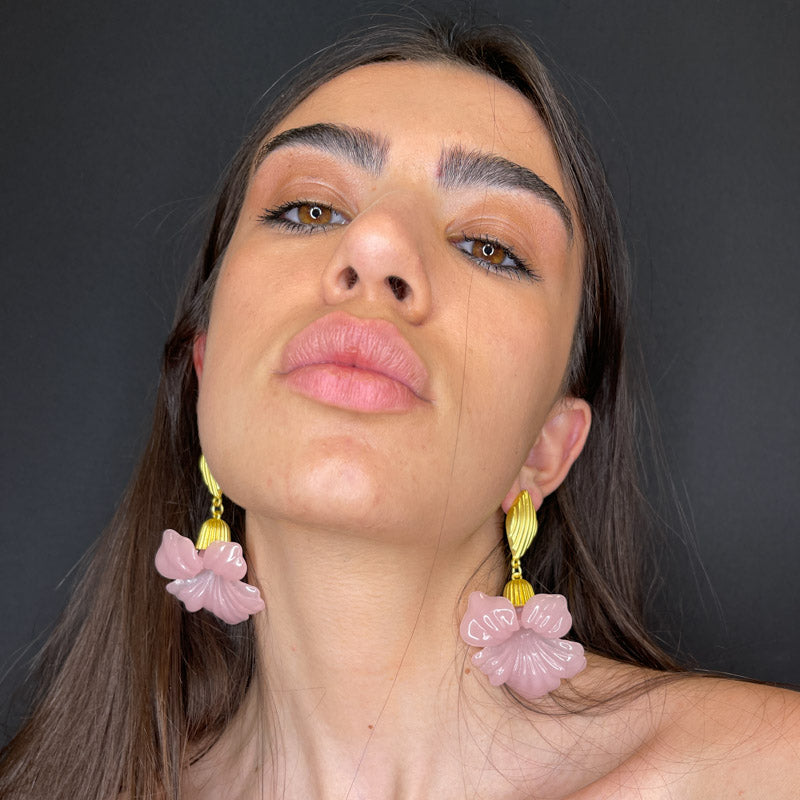 Palestro Milano Orecchini Giglio rosa cipria