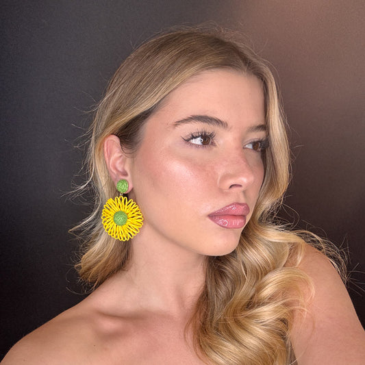 Palestro Milano Orecchini Girasoli colorati in rafia