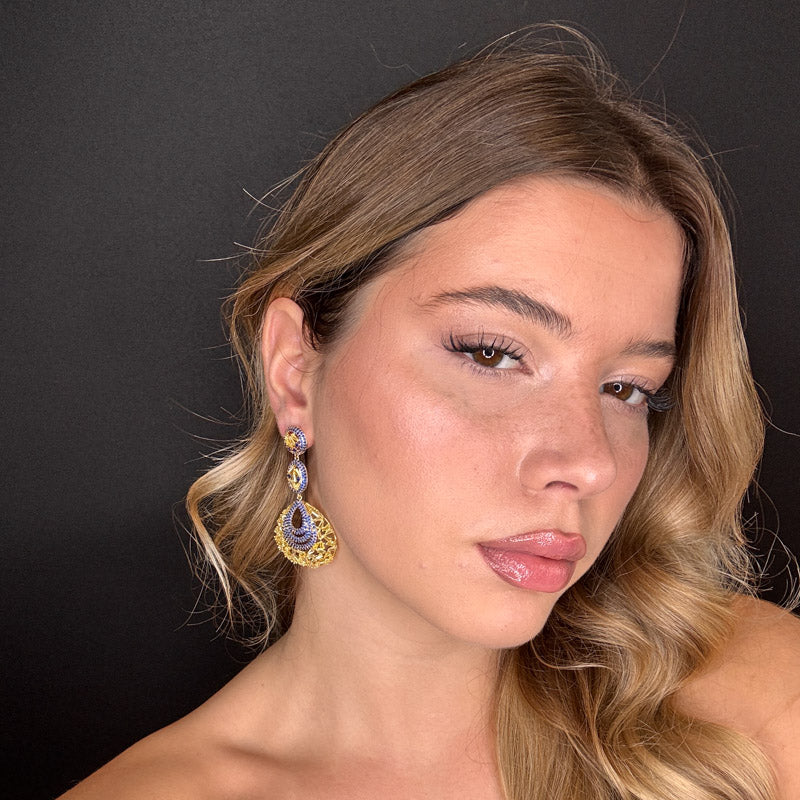 Palestro Milano Orecchini Gocce Pendenti Cristallizzate