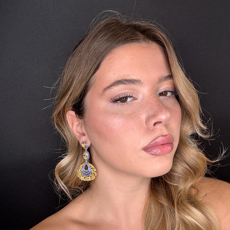 Palestro Milano Orecchini Gocce Pendenti Cristallizzate