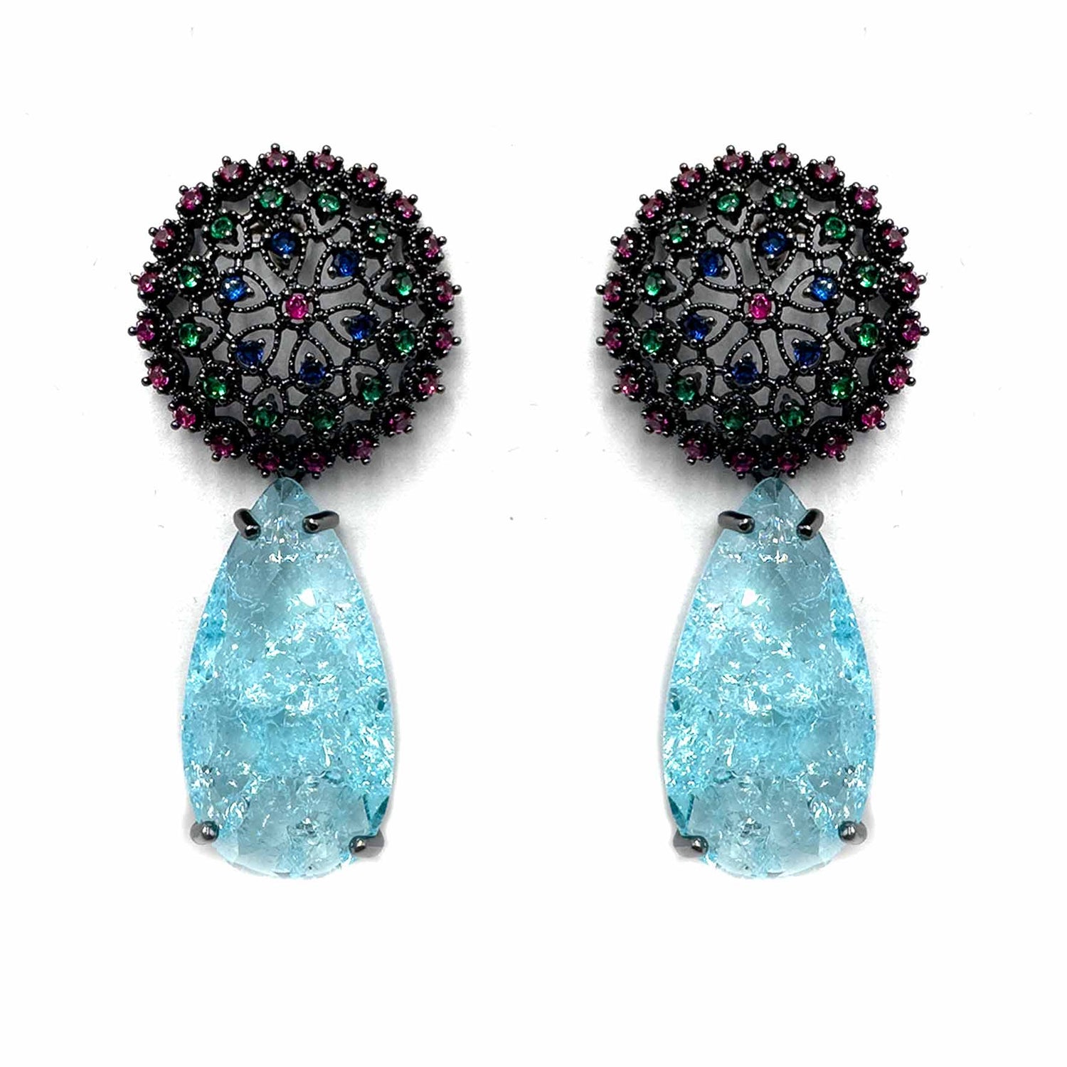 Palestro Milano Orecchini Goccia Azzurra Fiore a Goccia