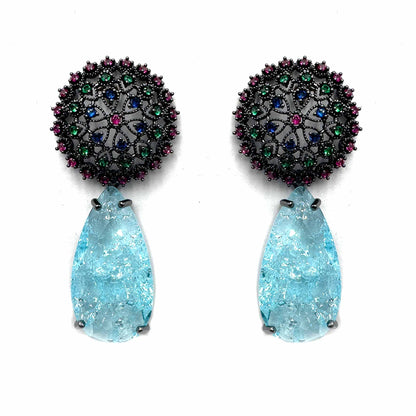 Palestro Milano Orecchini Goccia Azzurra Fiore a Goccia