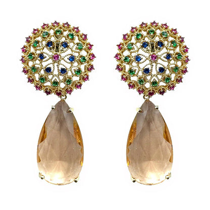 Palestro Milano Orecchini Goccia Champagne Fiore a Goccia