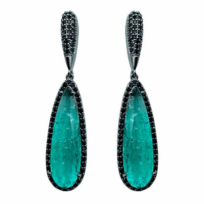Palestro Milano Orecchini Goccia di Pavè Black Verde Smeraldo
