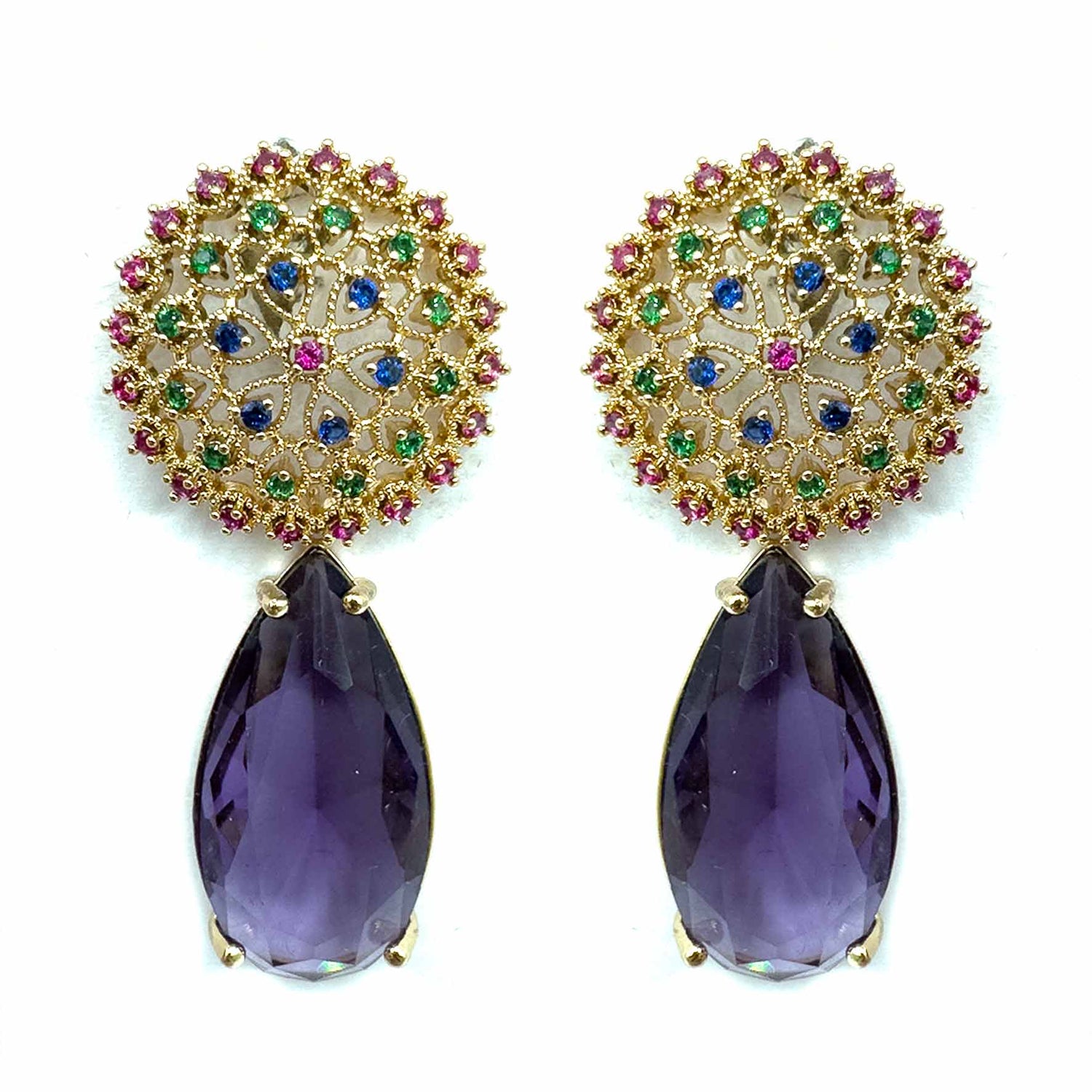 Palestro Milano Orecchini Goccia Viola Fiore a Goccia