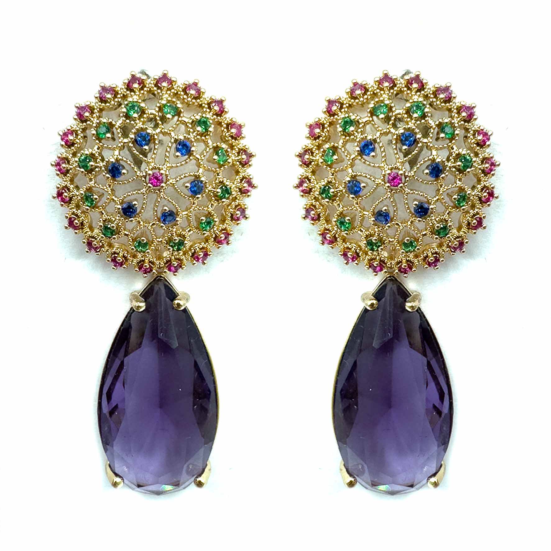 Palestro Milano Orecchini Goccia Viola Fiore a Goccia