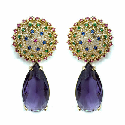 Palestro Milano Orecchini Goccia Viola Fiore a Goccia