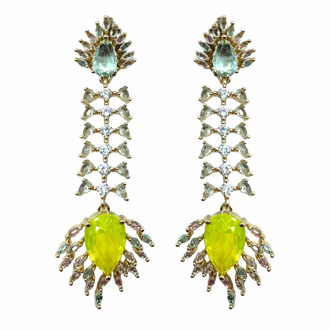 Palestro Milano Orecchini Gold - celeste giallo Spina di Cristalli
