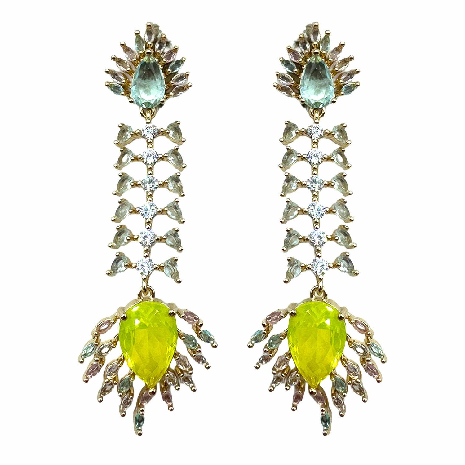 Palestro Milano Orecchini Gold - celeste giallo Spina di Cristalli