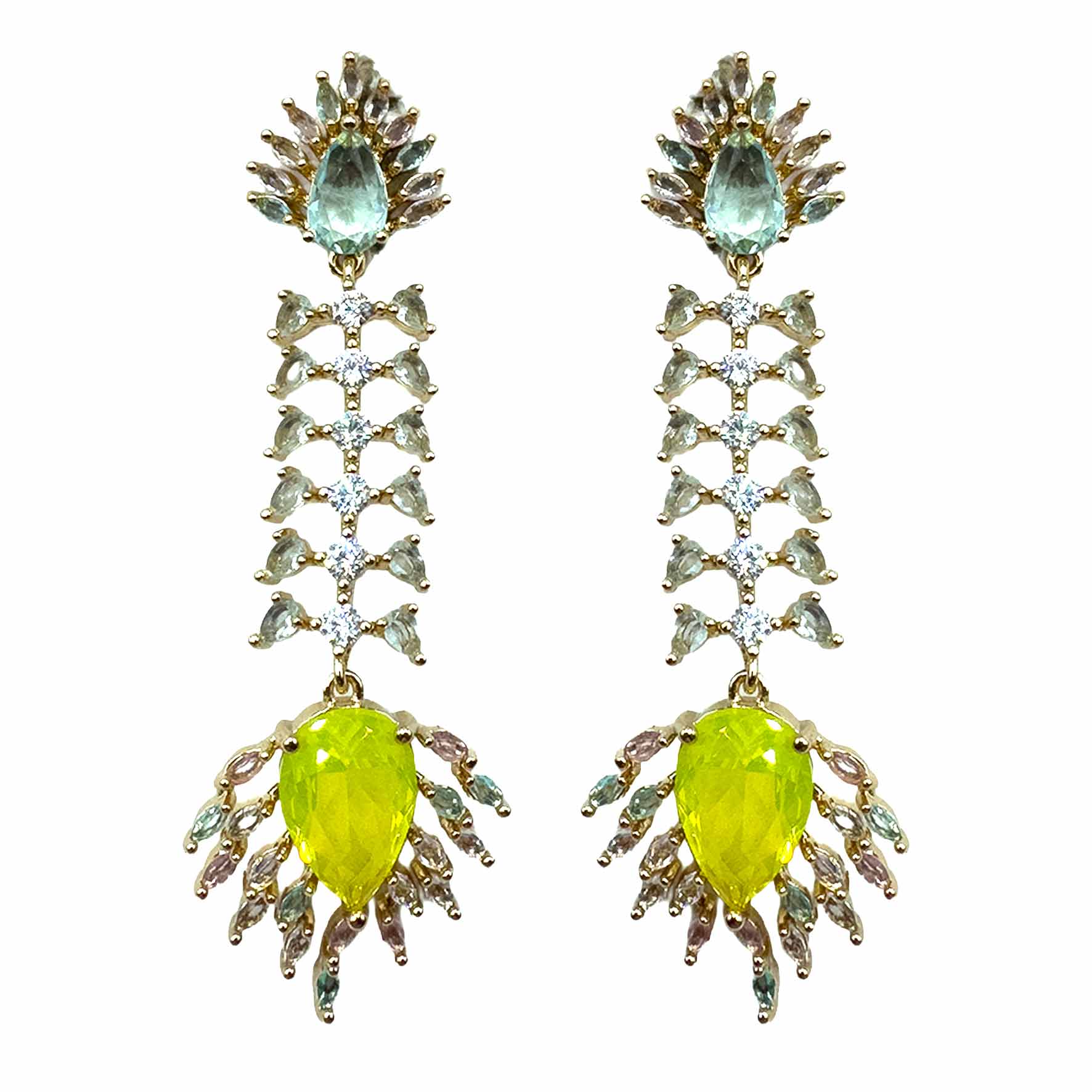 Palestro Milano Orecchini Gold - celeste giallo Spina di Cristalli
