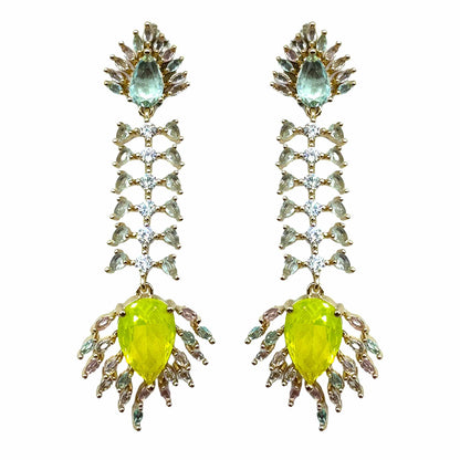 Palestro Milano Orecchini Gold - celeste giallo Spina di Cristalli