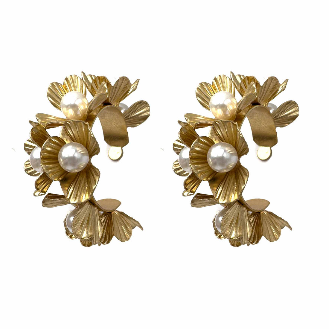 Palestro Milano Orecchini Gold Cerchi di Fiori con perline