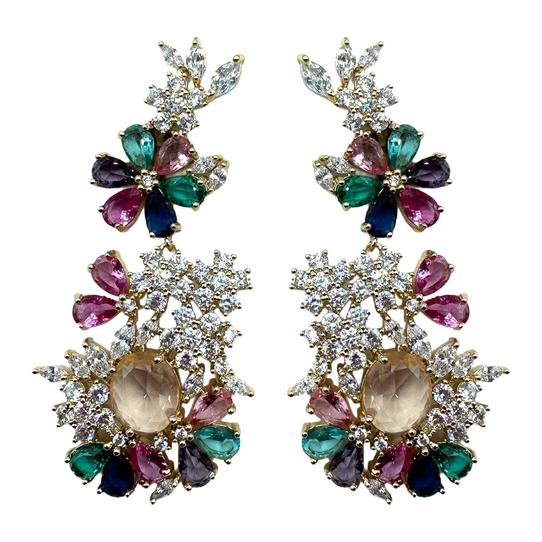 Palestro Milano Orecchini Gold - Champagne Fucsia Trionfo di Fiori - new version