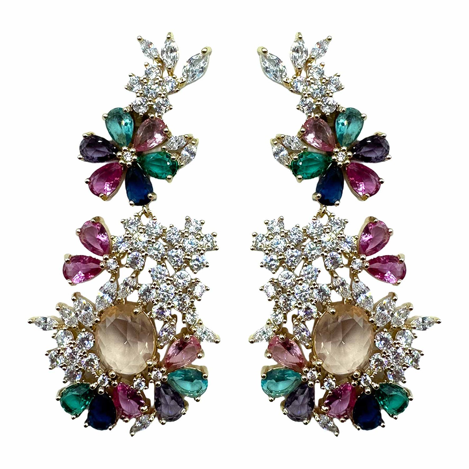 Palestro Milano Orecchini Gold - Champagne Fucsia Trionfo di Fiori - new version