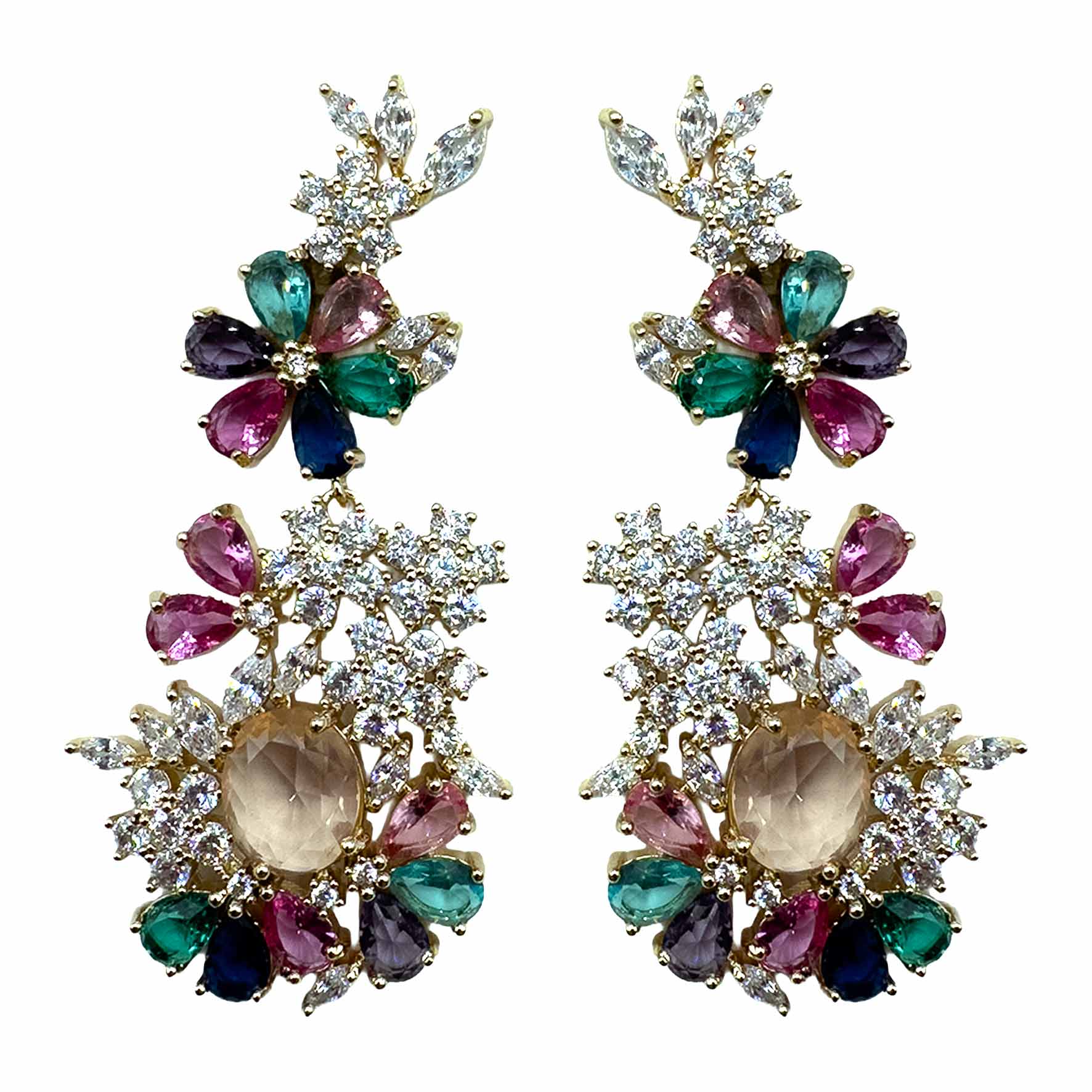 Palestro Milano Orecchini Gold - Champagne Fucsia Trionfo di Fiori - new version