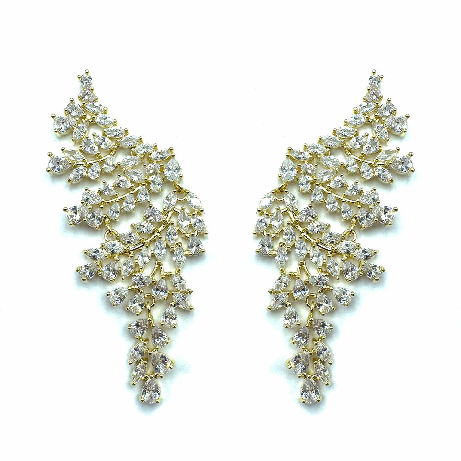 Palestro Milano Orecchini Gold Cristallo Armonia di foglioline cristallo