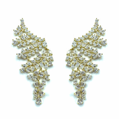 Palestro Milano Orecchini Gold Cristallo Armonia di foglioline cristallo