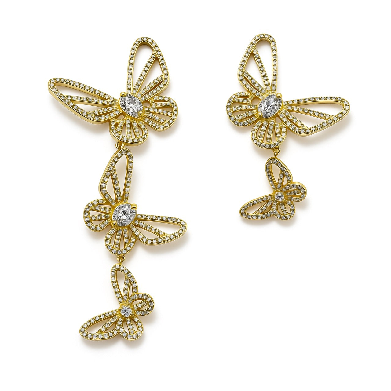 Palestro Milano Orecchini Gold Cristallo Festa di farfalle
