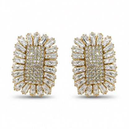 Palestro Milano Orecchini Gold Cristallo Girasole Rettangolare