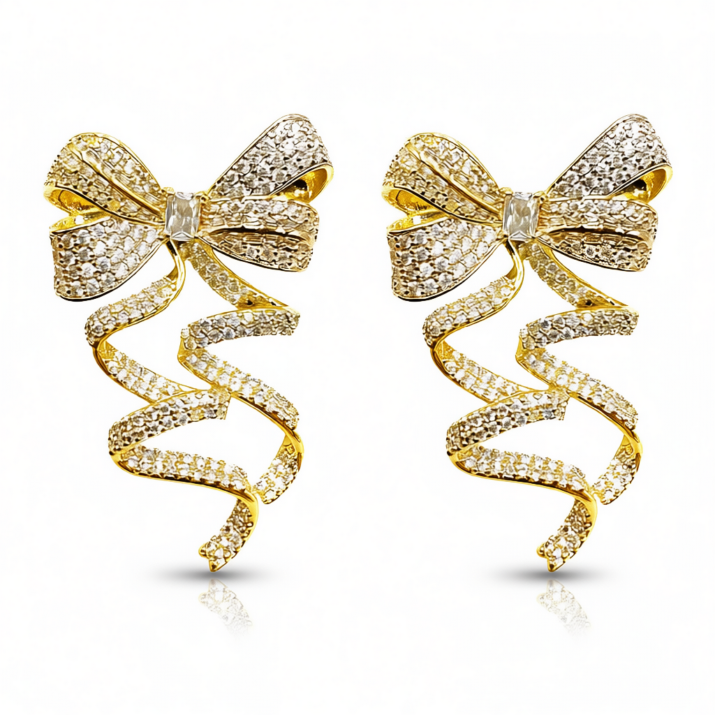 Palestro Milano Orecchini Gold Cristallo Nastro festoso