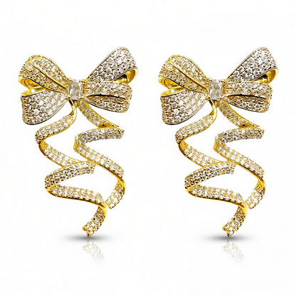 Palestro Milano Orecchini Gold Cristallo Nastro festoso