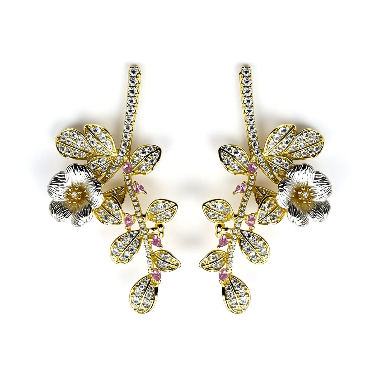 Palestro Milano Orecchini Gold Cristallo Rosa delle Meraviglie