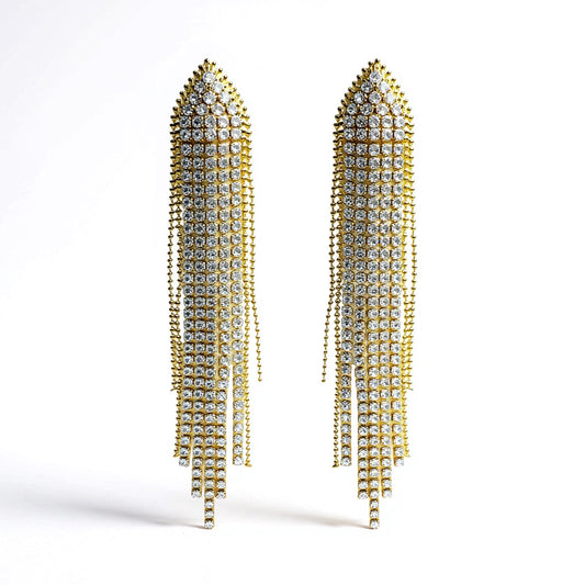 Palestro Milano Orecchini Gold Cristallo Stella cometa di zirconi