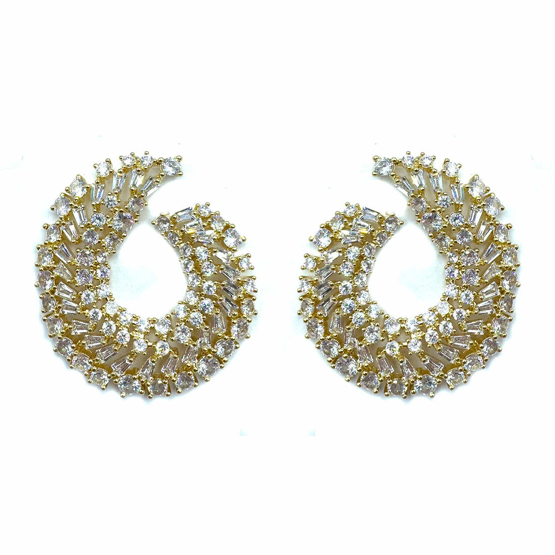 Palestro Milano Orecchini Gold Cristallo Virgole Brillanti