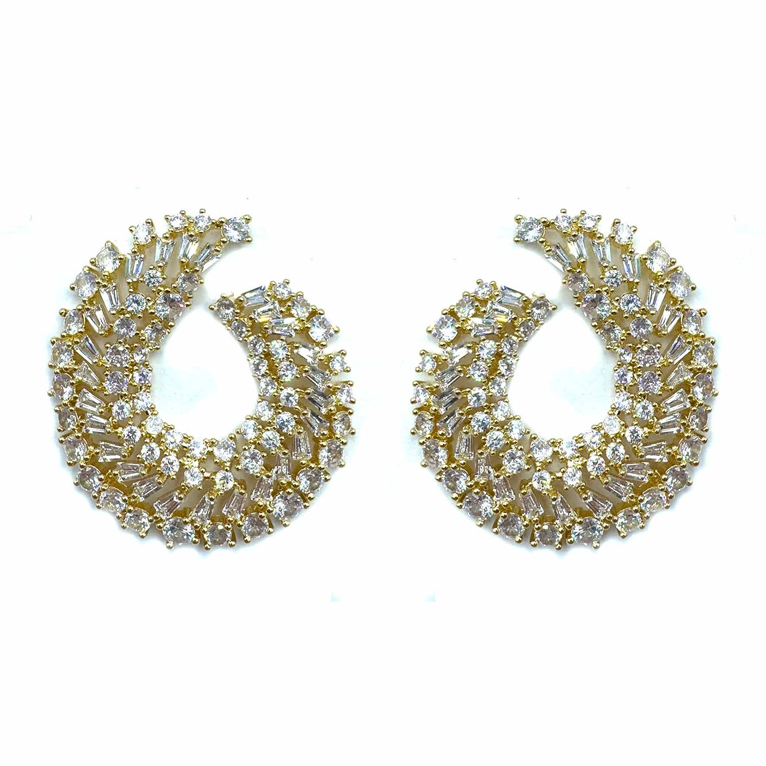 Palestro Milano Orecchini Gold Cristallo Virgole Brillanti