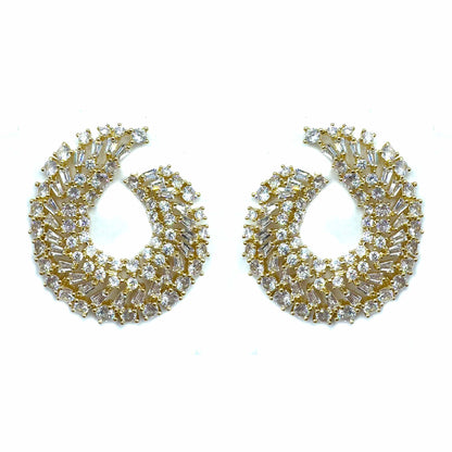 Palestro Milano Orecchini Gold Cristallo Virgole Brillanti