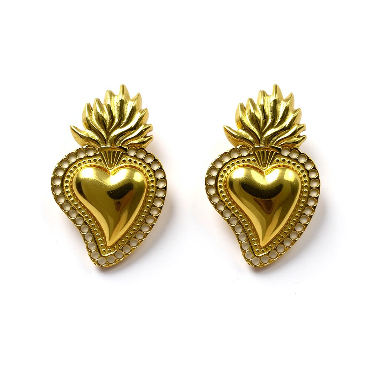 Palestro Milano Orecchini Gold Cuore Sacro - New Edition