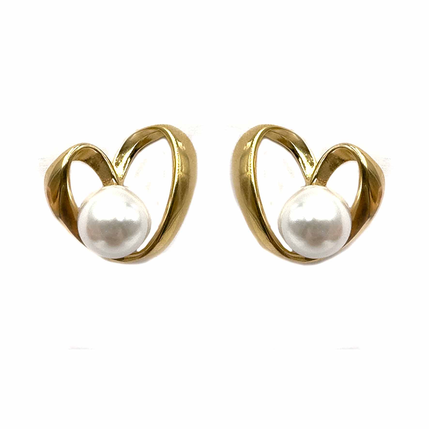 Palestro Milano Orecchini Gold Cuoricino&amp;Perlina