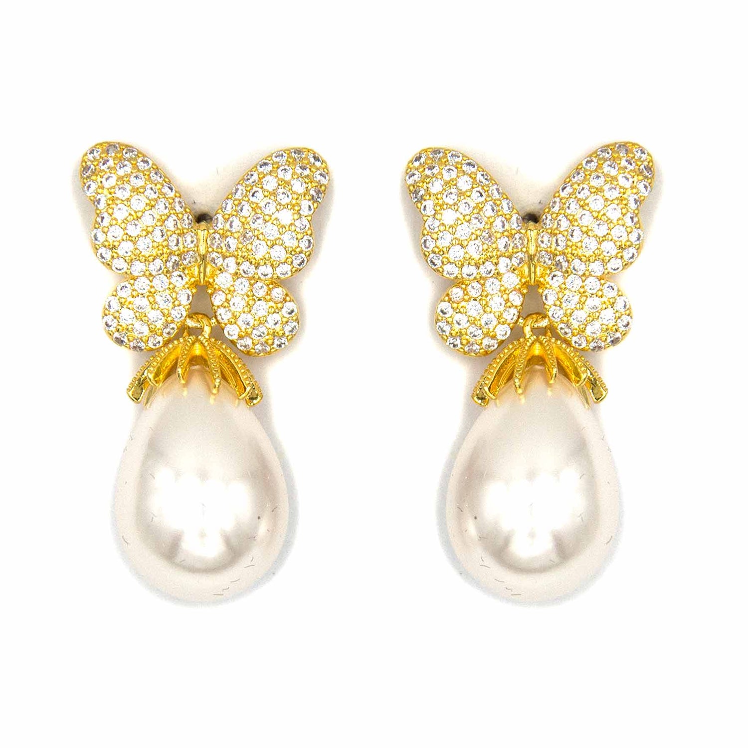 Palestro Milano Orecchini Gold Farfalla con perla a goccia