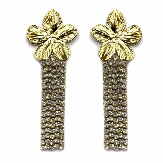 Palestro Milano Orecchini Gold Fiore con cascata di zirconi