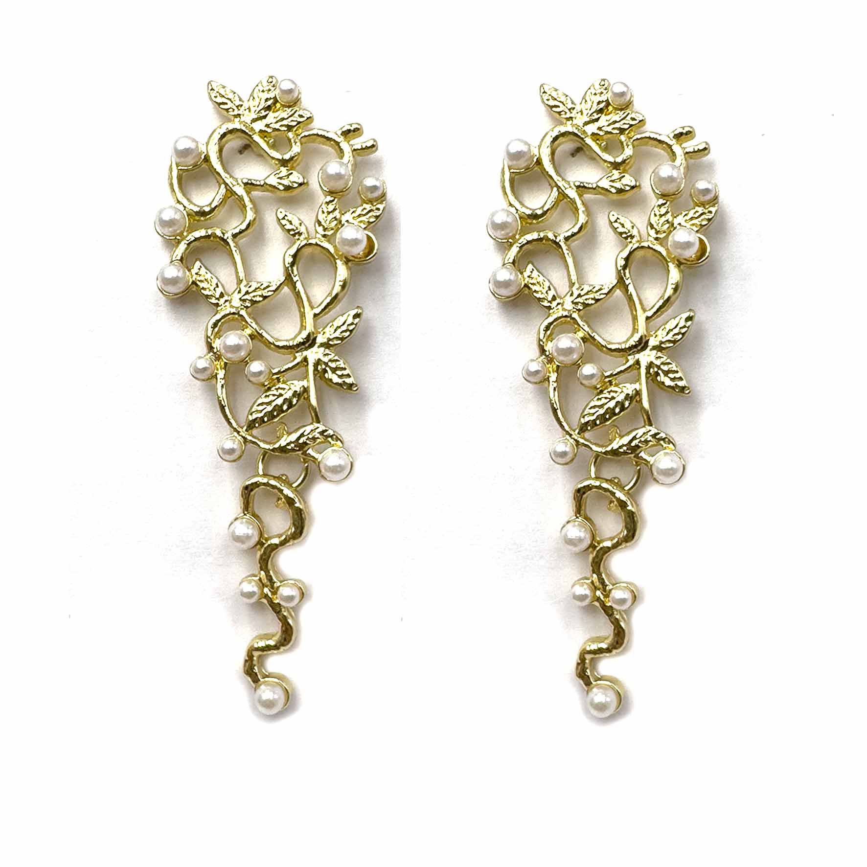 Palestro Milano Orecchini Gold Foglie&amp;Perline