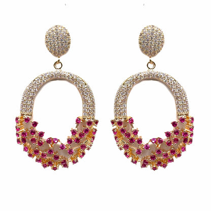 Palestro Milano Orecchini Gold/Fucsia Cestino di fiori di pavè