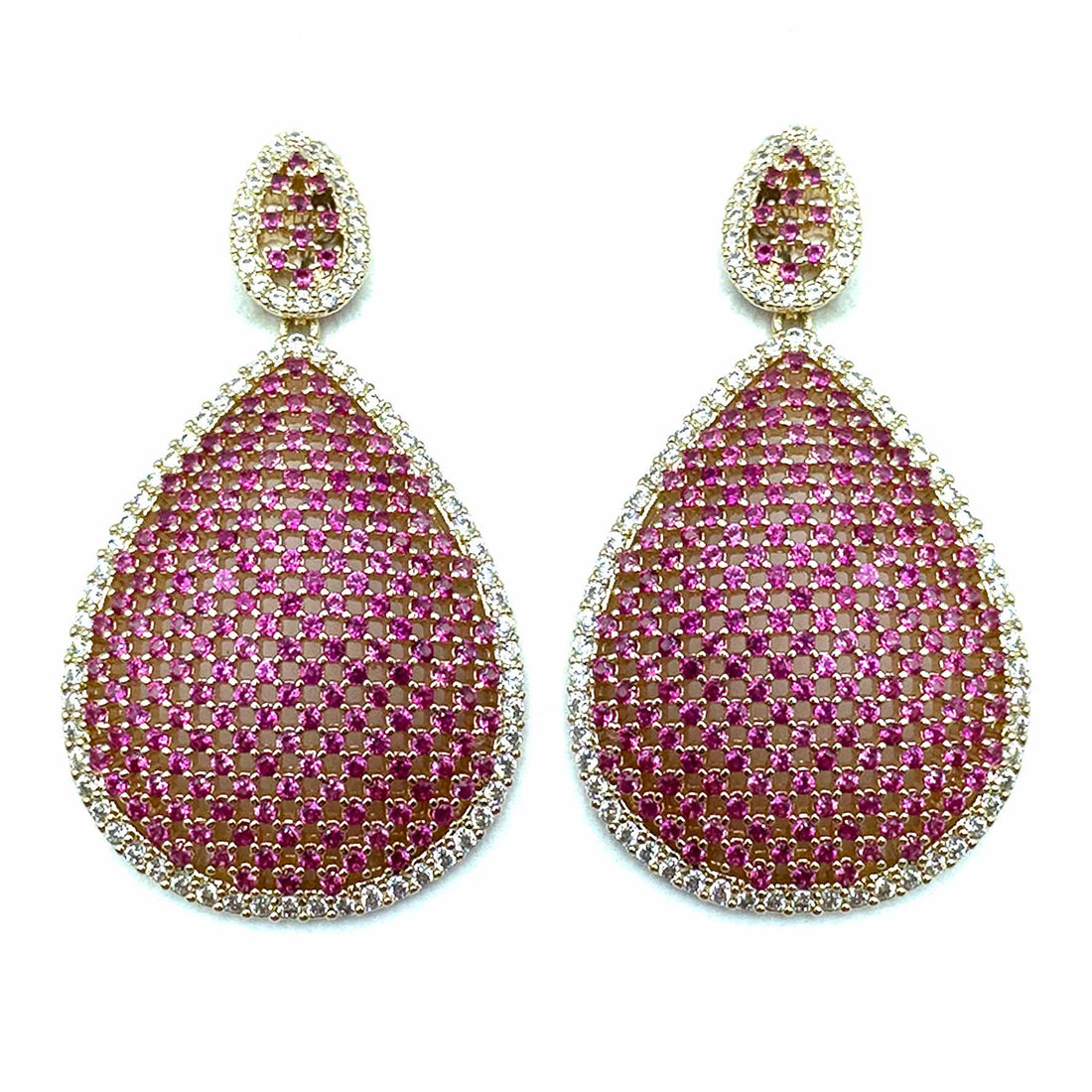 Palestro Milano Orecchini Gold - Fucsia Goccia di Pavè