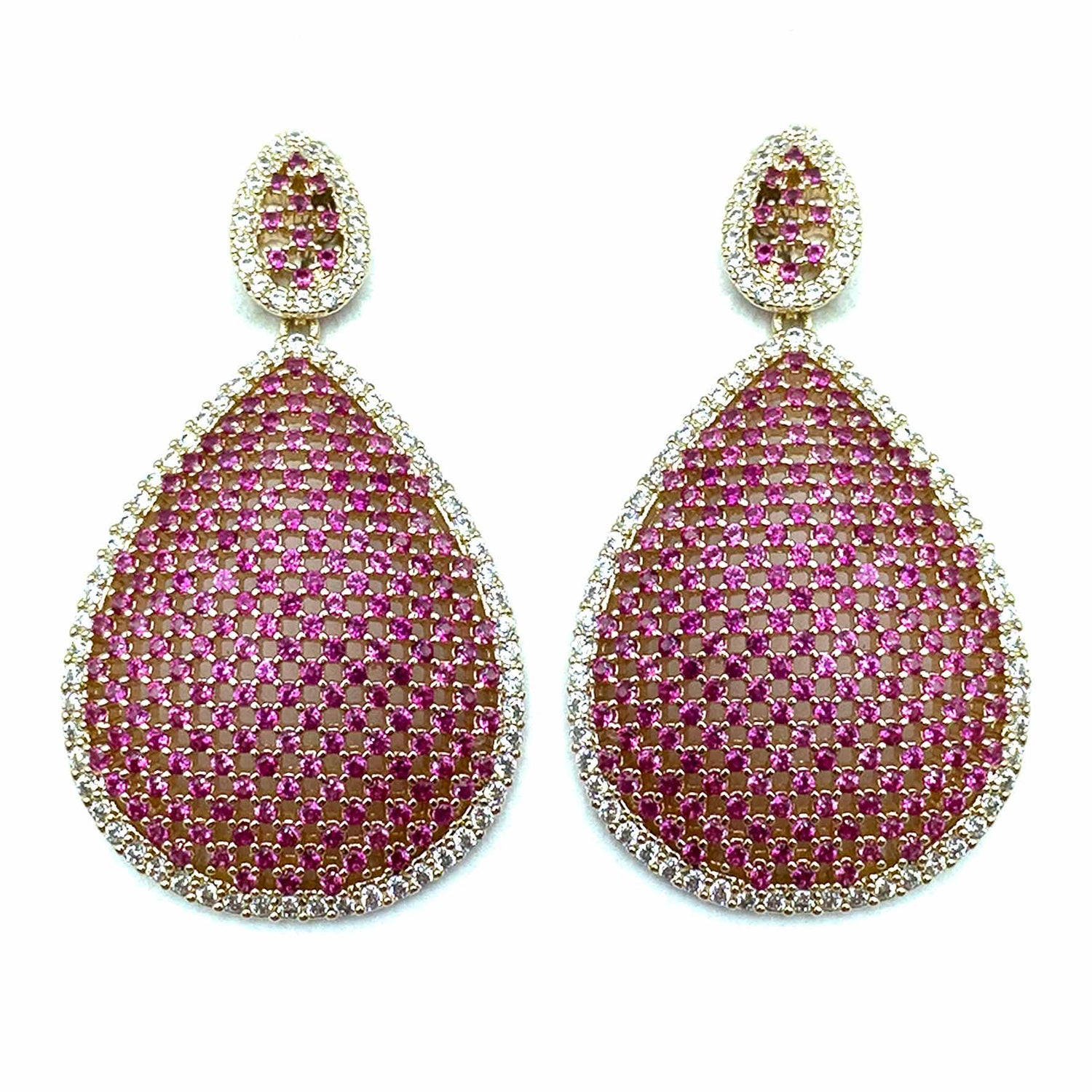 Palestro Milano Orecchini Gold - Fucsia Goccia di Pavè